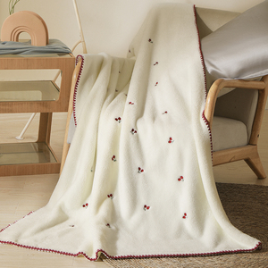 【富山草莓】韩国红樱桃婴儿绒毛毯空调毯午睡沙发盖毯办公室毯子