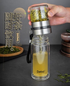 德铂/Debo 特尔斯玻璃水杯 简约办公户外手提泡茶杯 DEP-746 两用