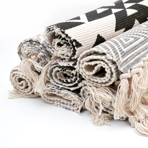 北欧风格编织棉布地毯手工客厅茶几卧室床边榻榻米地垫防尘吸水垫