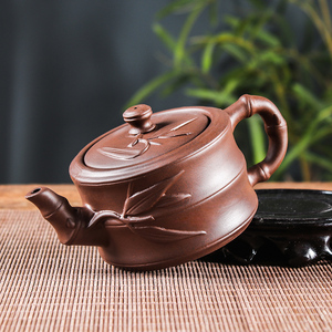 宜兴紫砂壶朱泥胸有成竹泡茶壶陶瓷小容量冲茶器功夫茶具茶杯套装