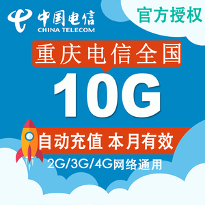 重庆电信流量充值 全国10G流量包 支持4G3G2G手机流量充值卡包CZ