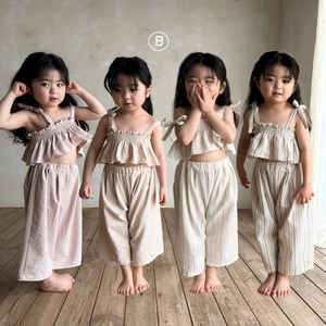 韩国童装代购24夏Bella女婴小童宝洋气吊带娃娃衫阔腿裤套装洋装