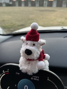 新年西高地小狗汽车中控副驾驶装饰粘贴家居摆件可爱毛绒玩具礼物