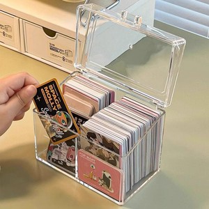 日式卡片收纳盒透明桌面名片杂物装小卡的盒子塑料简约办公整理盒