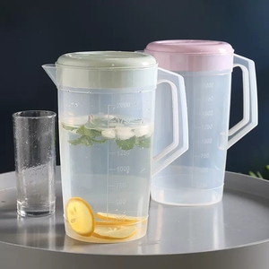 塑料冷水壶超大容量凉开水壶耐高温家用奶茶店量杯带盖商用