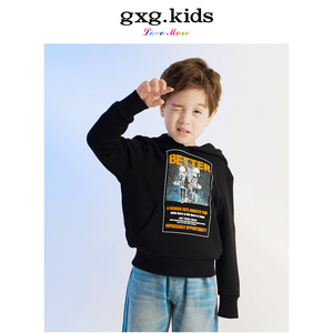 gxg kids童装春装新款字母儿童外套男童连帽卫衣宝宝上衣