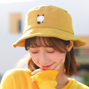 日系文艺可爱学生软妹黄色渔夫帽 女韩版百搭夏季薄款帽子小黄帽