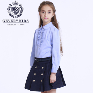 GEVERY校服 英伦学院2019女童衬衫长袖 纯棉儿童衬衣