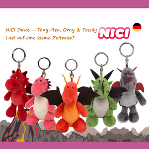 德国NICI专柜正品火龙红色绿龙恐龙毛绒玩具钥匙扣圣诞生日礼物