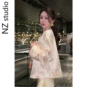 新中式国风刺绣盘扣别致外套女装春季新款今年流行超好看宽松上衣