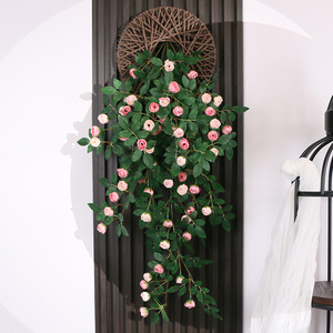 仿真玫瑰吊兰绿植塑料假花装饰花藤挂墙造景垂吊花墙壁挂植物