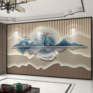 壁纸定制3D现代中式格栅电视背景墙壁布客厅装饰墙纸影视墙布壁画
