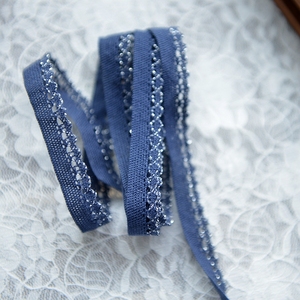f571 怀旧蓝棉线蕾丝 花边辅料服装布艺床品窗帘盖布花边宽1.2cm