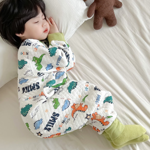 睡袋婴儿春秋款夹棉儿童连体睡衣中大童冬季加厚睡觉防踢被子神器