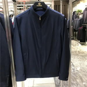2色品牌春季新款男经典商务立领夹克微弹舒适纯色外套上衣2019年