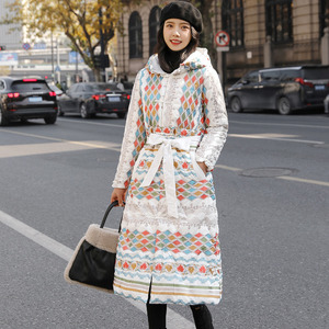 高端订制新中式中国民族风白色刺绣女士白鸭绒羽绒服外套中长款厚