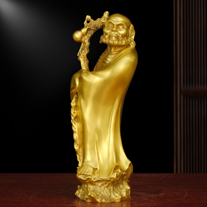 达摩祖师佛像摆件黄铜达摩摆件铜像达摩站象佛堂居家供奉礼佛用品