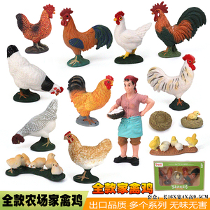 仿真农场家禽鸡模型大红公鸡动物玩具塑胶实心摆件静态儿童礼物