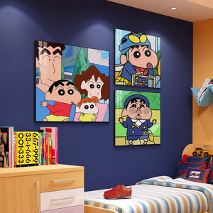 蜡笔小新装饰画日本卡通动漫挂画可爱壁画儿童男孩卧室床头相框画