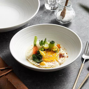 高级感斗笠碗日式白色陶瓷喇叭碗面碗家用大碗沙拉碗汤面碗拉面碗