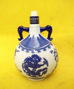 景德镇酒瓶收藏青花瓷双耳红星二锅头陶瓷空瓶1斤无盖装饰摆设