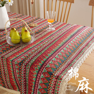 民族风桌布印花棉麻酒吧餐桌布艺复古风波西米亚茶几布长方形台布