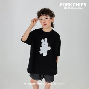 小兔子T恤！韩国代购童装ForkChips 24夏男女童卡通宽松短袖上衣