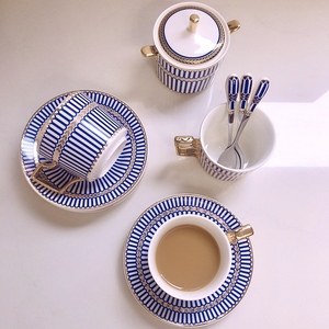 欧式骨瓷咖啡杯英式描金边咖啡具套装花茶具家居骨瓷陶瓷咖啡杯具