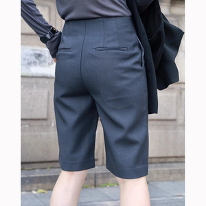 五分裤女款夏季灰色女式中裤高腰职业西装面料短裤高级感直筒西裤