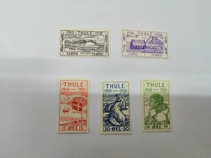 图勒（丹麦在格林兰移民点）1935 国旗 服装 建筑邮票5全 轻贴