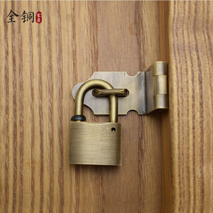 老式纯铜室内外门锁扣搭扣90度直角门插销锁鼻房门锁木门铜锁