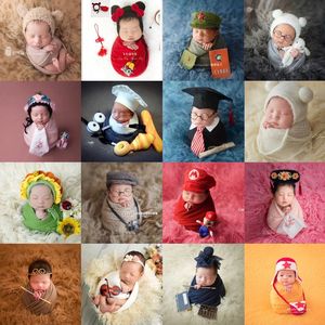 满月创意宝宝写真手工帽子裹布新生儿拍照服装影楼拍摄儿童摄影服