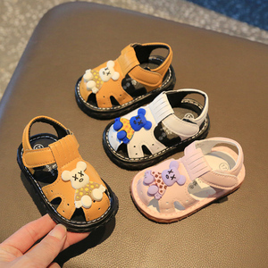 2023夏季小熊婴幼儿叫叫凉鞋0-1岁2女宝宝汽车凉鞋女童软底学步鞋