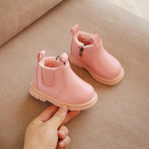 女儿童马丁靴加绒婴童小短靴男宝宝鞋冬款0-6-12月学步软底防滑鞋
