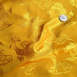 中国风 传统复古 金黄色龙纹 高品质绸缎布料 DIY面料 半米包邮