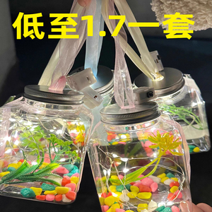 网红发光罐罐鱼瓶夜市摆摊泡泡鱼发光小鱼瓶小龟瓶发光塑料瓶龟缸