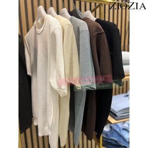 ZIOZIA 23夏季特价款 韩国代购 男士圆领纤维丝质针织短袖T恤 5色