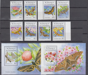 圣文森特 格林纳丁斯 邮票 1993年 动物 蝴蝶   8全+2小型张
