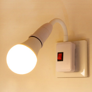 超亮家用LED暖光床头E27螺口直插式带插头插座墙壁台灯喂奶小夜灯