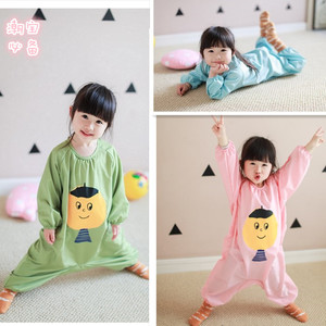 韩国婴幼儿童罩衣新款连体防脏衣小孩爬服宝宝早教画画玩沙吃饭衣