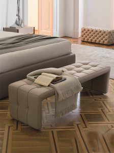 意式真皮床尾凳简约现代卧室床边凳大师设计高端床榻沙发凳换鞋凳