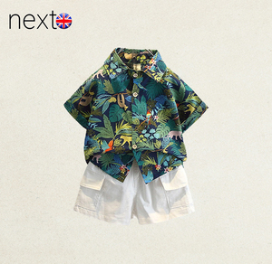 英国NEXT夏季男童套装儿童帅气港夏装风花衬衫男孩夏威夷沙滩衣服
