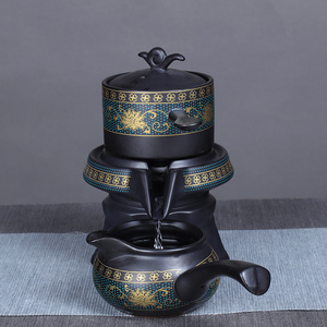 创意陶瓷懒人茶漏石磨过滤网公道杯自动茶具套装家用旋转泡茶神器