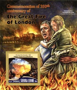 塞拉利昂2016年 英国电影《伦敦大火》安德鲁巴肯 邮票小型张全新