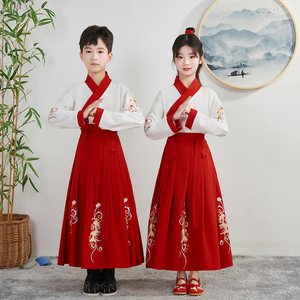 儿童汉服男女童国学服中国风古装书童服装小学生朗诵三字经演出服