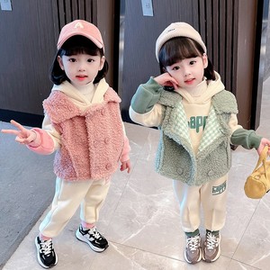 女童秋冬装儿童洋气马甲套装女宝宝新款加绒卫衣三件套韩版童装潮