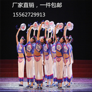 荷花奖大赛小嫚群舞小曼舞蹈演出服儿童民族表演服装古典扇子舞