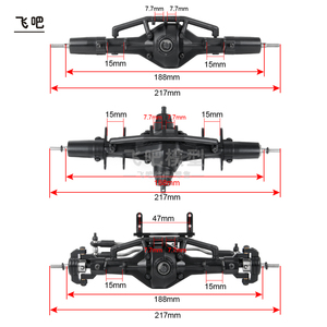 1/10仿真攀爬车金属配件前后车桥总成 SCX10 改6x6攀爬车前后中桥