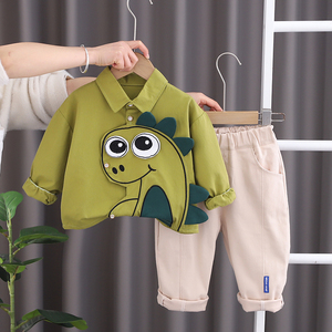 男童套装新款春秋季宝宝衣服洋气婴儿衬衣两件套小童装1-4岁3潮2