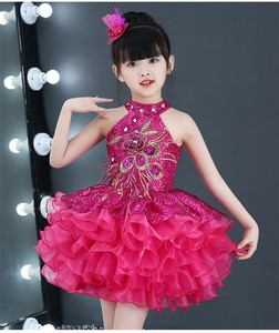 六一儿童蓬蓬裙表演服装亮片女童公主裙舞蹈服现代舞纱裙演出服夏